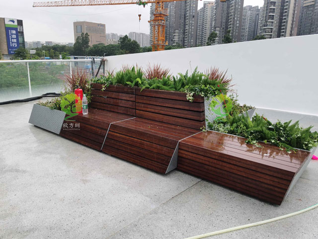 不锈钢花箱座椅城市户外景观家具