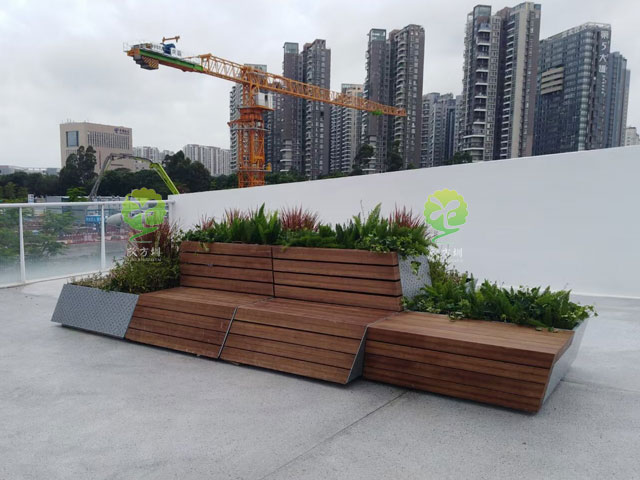 滨海廊桥不锈钢花箱座椅城市户外景观家具
