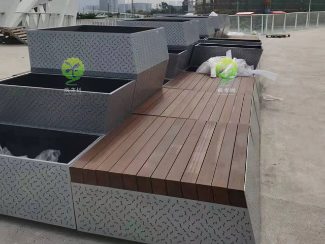 滨海廊桥不锈钢花箱座椅城市户外景观家具