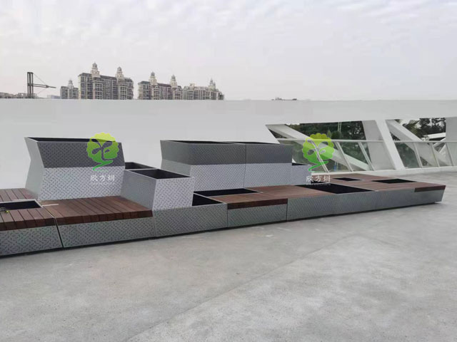 不锈钢花箱座椅城市户外景观家具
