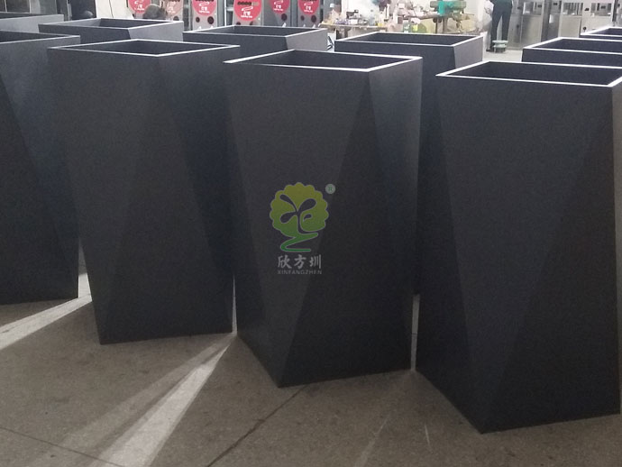 商场酒店不锈钢多边形花箱几何切面菱形组合花钵