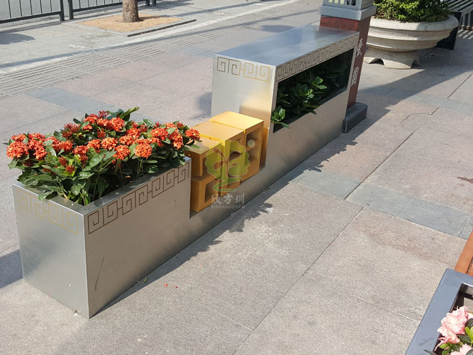 户外不锈钢景观花盆方形隔离花箱