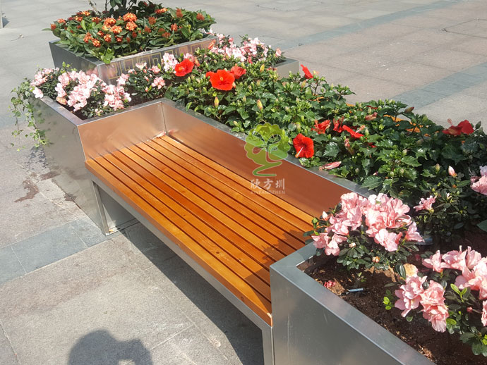 户外不锈钢大花箱景观花槽坐凳组合定制厂家