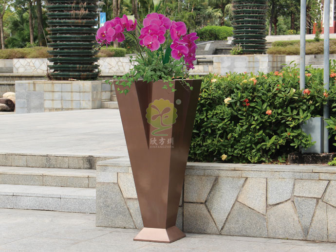 不锈钢高V字形美陈花器电镀高端景观花盆厂家批发