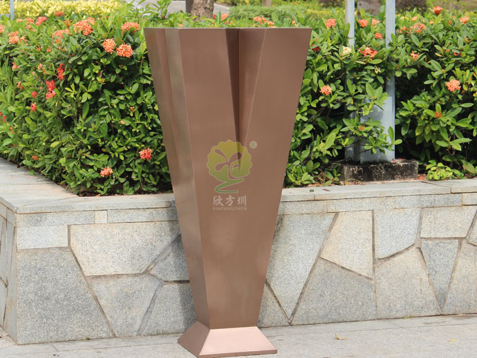 不锈钢高V字形美陈花器电镀高端景观花盆厂家批发