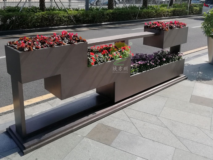 不锈钢道路隔离花箱马路景观花盆