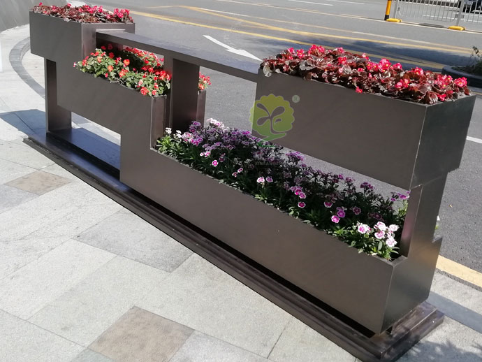 不锈钢道路隔离花箱马路景观花盆