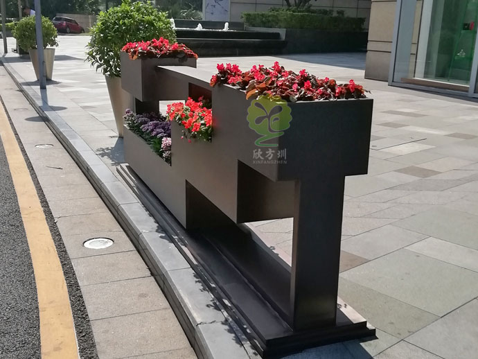 不锈钢道路隔离花箱马路景观花盆