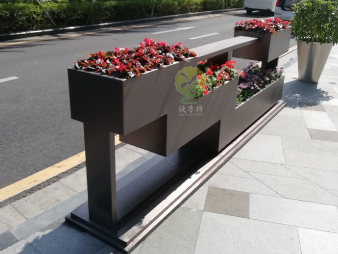 不锈钢道路隔离花箱马路景观花盆
