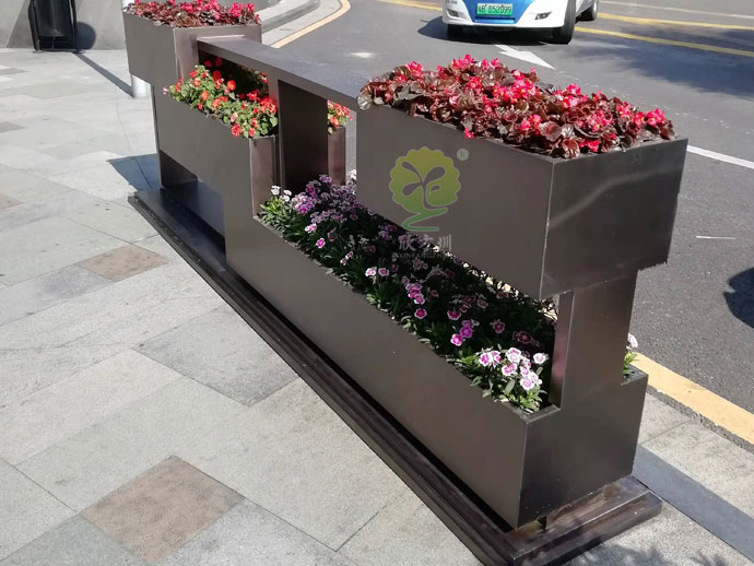 不锈钢道路隔离花箱马路景观花盆