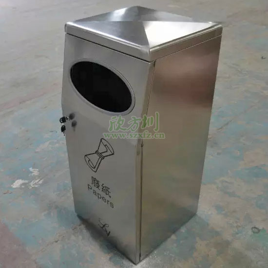 云南客户选购的三分类不锈钢垃圾桶厂家生产图