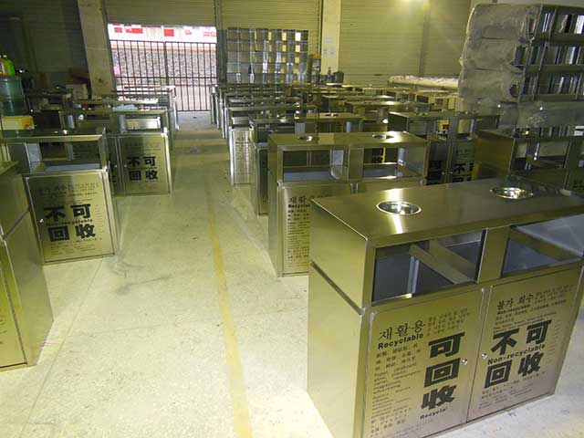 欣方圳多文字不锈钢室内分类垃圾桶产品展示