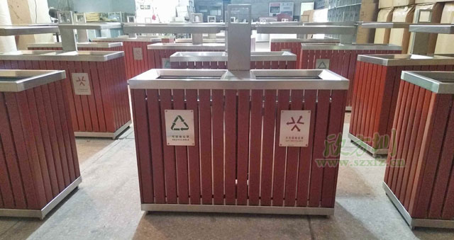 钢木户外垃圾桶可解决龙兴古镇配备不足