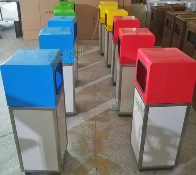 三分类铁板喷塑垃圾桶