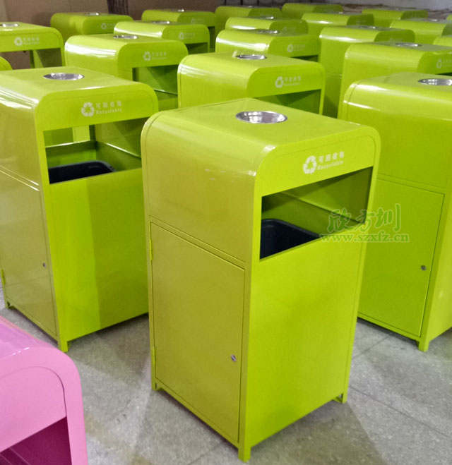 钢制烤漆户外垃圾桶融入福州主题乐园环境