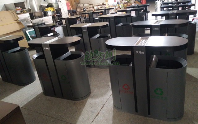 海南物业金属烤漆分类垃圾桶保障户外环境清洁