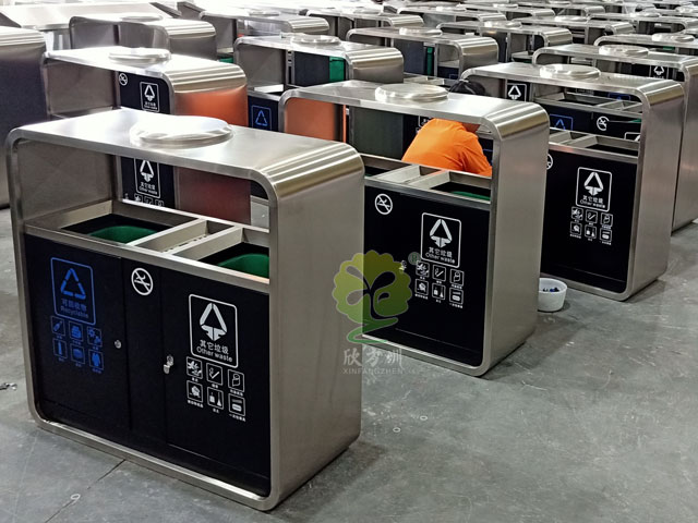 户外不锈钢烤漆垃圾桶-广州市政不锈钢垃圾桶果皮箱