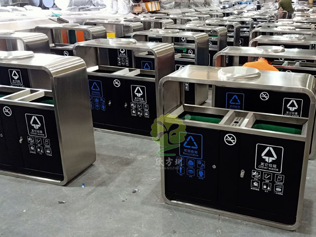 户外不锈钢烤漆垃圾桶-广州市政不锈钢垃圾桶果皮箱