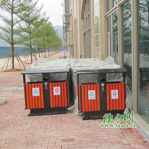 广州清远地产物业公司，增添欣方圳钢木垃圾桶