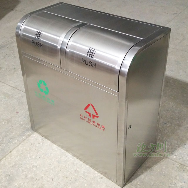 不锈钢环保分类垃圾桶工厂成品图