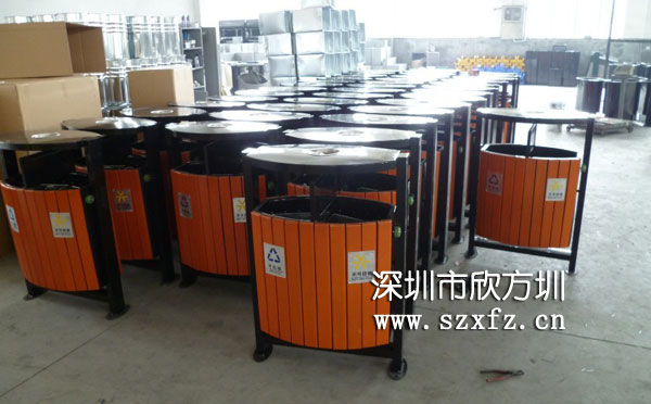 深圳港中旅物业订购欣方圳钢木垃圾桶