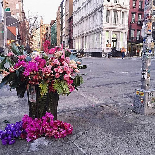用鮮花，他把紐約的垃圾桶都變成了花瓶