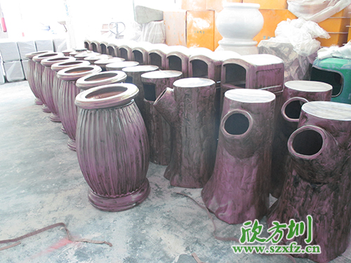 广东清远市滨江公园定制欣方圳玻璃钢垃圾桶