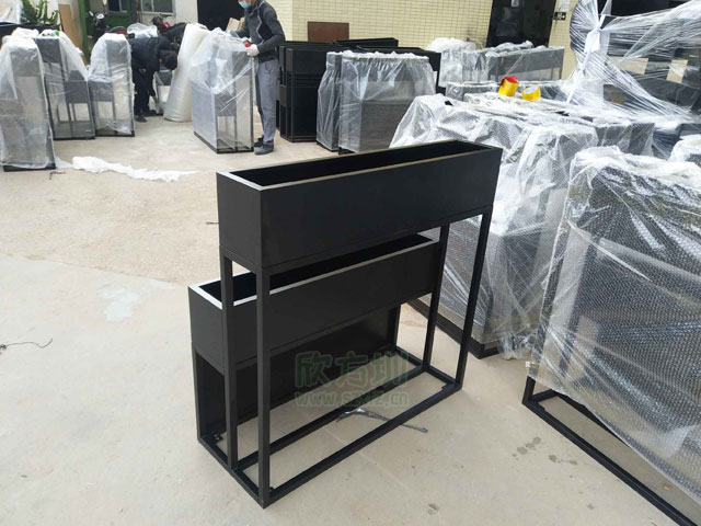 商业街户外双层组合金属烤漆花箱欣方圳工厂批量生产图