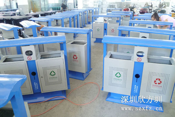 云浮技工学校订购欣方圳钢板冲孔垃圾桶