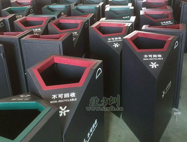 欣方圳垃圾桶厂家 为天虹商场定做钢制垃圾桶