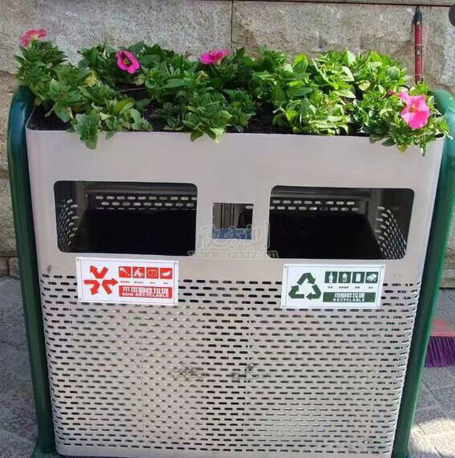 桂林户外钢制垃圾桶 让城市环保意识越来越强